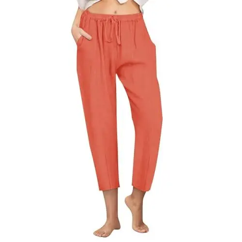 Produktbild: BFTHWY 3/4 Hose Damen Weite Hose Damen Sportleggins Culotte Damen Weite Sommerhose Damen Leoparden Leggings Damen Hosen für Damen 3/4 Hose Damen Schwarze Stoffhose Damen Work Pants Rot S