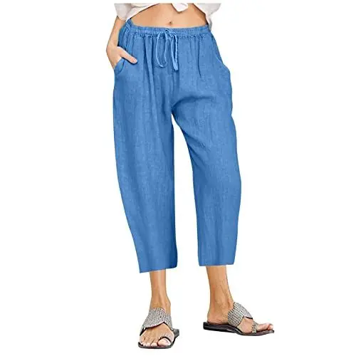 Produktbild: BFTHWY Arbeitshose Damen Kurz Sommerhose Damen Leicht Joggpants Damen Yoga Pants Business Hose Damen Schwarz Fitness Hose Damenleggins S Leggings Damen 3/4 Stoffhose Schwarz Damen Türkis M