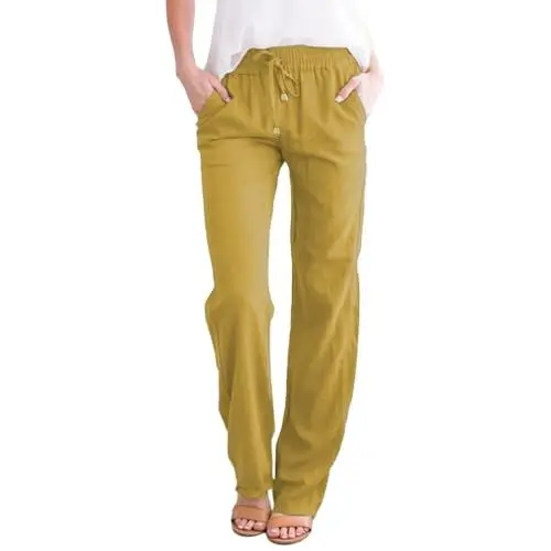 Produktbild: BFTHWY Capri Jeans Damen Sommer Hose Funktionshose Damen Damen Capri-Leggings Jogginghose Grau Damen Jogginghose Damen 3/4 Lang 3/4 Hose Damen Hosen Pflege Hosen Damen Damen Shorts Gelb S