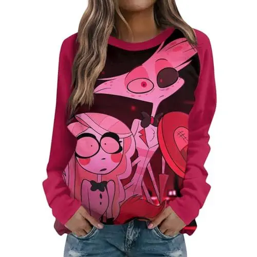 Produktbild: BFTHWY Hazbin Hotel Cosplay Costume Hazbin Hotel Cosplay Hazbin Hotel Valentino Hazbin Hotel Shirt for Kids Hellavaboss Hazbin Hotel Sweatjacke Teenager Mädchen Pullover Pack Hazbin Rosa 3XL