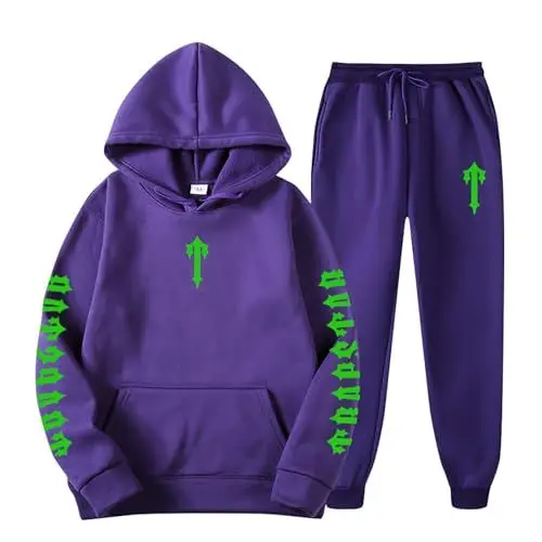 Produktbild: BFTHWY Hose Jungen Sporthose Mädchen Corteiz Cargo Tracksuit Kinder Hoodie Trapstar Streatwear Trainingsanzüge für Herren Trapstar Jogging Hosen für Jungen Jogginganzug Teenager Lila