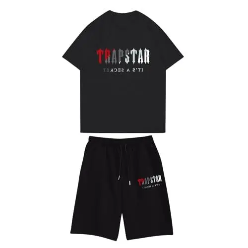 Produktbild: BFTHWY Trapstar Anzug Kinder Trapstar Jogginganzug 2-teilig Herbst Leichte 2024 Trapstar Logo Trainingsanzug Sportanzug Tracksuit Schwarz Jungen Mädchen Unisex Jogging Anzug Set Kinder