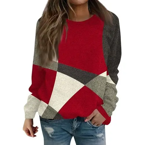 Produktbild: BFTHWY Kaschmir Pullover Damen Pullover Damen Sweatkleid Damen Goth Clothes Schlupfbluse Damen Langarm Rosa Langarmshirt Damen Hemd Extra Langer Arm 72Cm Oversize Pullover Damen Rot XL