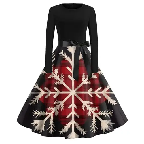 Produktbild: BFTHWY Weihnachten Damen Lange Kleider Weihnachtskleid Damen Tunikakleider Kleid Weihnachten Damen Sexy Weihnachtsmann Kostüm 4XL Weihnachtsmann Kostüm Damen Kleid Winter Damen Rot XL