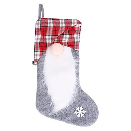 Produktbild: BFYDOAA Weihnachtsstrümpfe, Plüsch-Weihnachtskamin-Hängestrümpfe, Weihnachtsstrumpf-Geschenke, Weihnachts-Hängedekorationen für Weihnachtsbaum, Urlaub, Party, Treppendekoration(Grau)