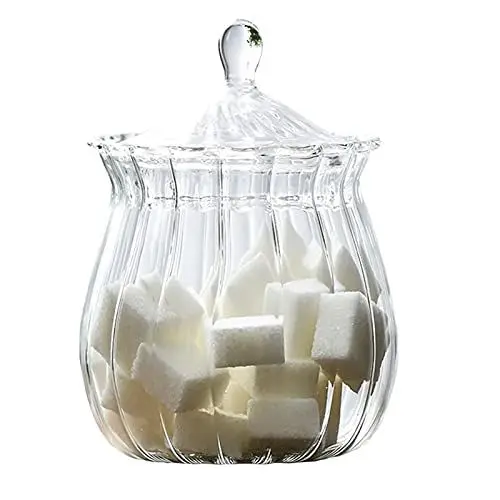 Produktbild: BgnEhRfL Zuckerdose mit Deckel, Zuckerdose, transparente Glas-Zuckerdose mit Deckel, Kristall-Zuckerdose mit Deckel, 12,7 oz/360 ml, Gewürzbehälter, Anzug for die Küche