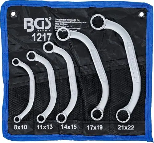 Produktbild: BGS 1217 | Starter- und Blockschlüssel-Satz | 5-tlg. | 8 x 10 - 21 x 22 mm | inkl. Tetron-Rolltasche | CV-Stahl