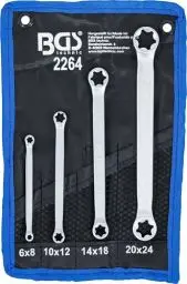 Produktbild: BGS 2264 | Doppel-Ringschlüssel-Satz mit E-Profil-Ringköpfen | SW E6 x E8 - E20 x E24 | 4-tlg.