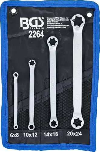Produktbild: BGS 2264 | Doppel-Ringschlüssel-Satz mit E-Profil-Ringköpfen | SW E6 x E8 - E20 x E24 | 4-tlg.