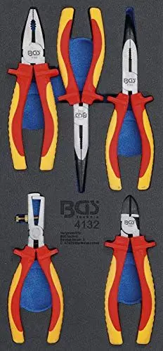 Produktbild: BGS 4132 | Werkstattwageneinlage 1/3: VDE-Zangen-Satz | 5-tlg.