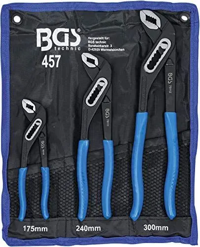 Produktbild: BGS 457 | Wasserpumpenzangen-Satz | 3-tlg. | 175-240-300 mm | rutschhemmend | Klemmschutz | Rohrzange / Pumpenzange