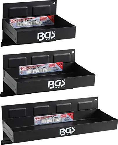 Produktbild: BGS 67150 | Magnet-Ablagen-Satz | 3-tlg. | 150 / 210 / 310 mm | Magnetschalen | Magnetische Ablage | Magnetkorb