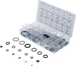 Produktbild: BGS 8044 | O-Ring-Sortiment | 225-tlg. | Ø 3 - 22 mm| aus NBR gefertigt | inkl. Sortimentskasten
