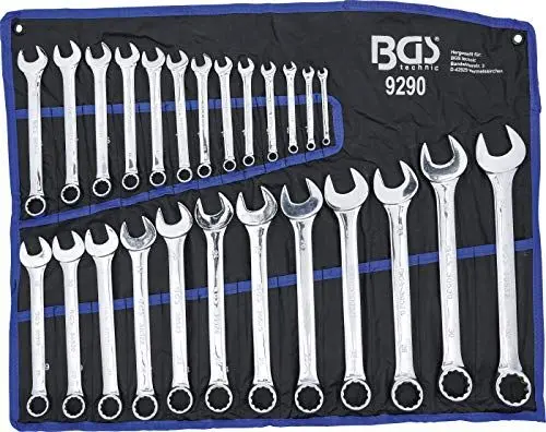 Produktbild: BGS 9290 | Maul-Ringschlüssel-Satz | 25-tlg. | SW 6 - 32 mm | inkl. Tetron-Rolltasche | Gabelringschlüssel