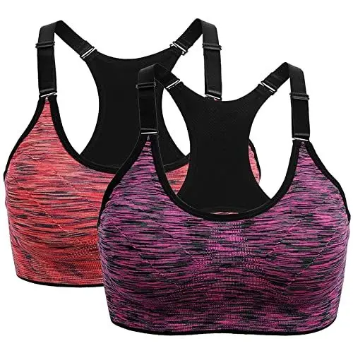 Produktbild: BH Clips FüR BH TräGer RüCken Sport BH RüCkenfrei Sport-BHS für Damen High Impact Yoga Running Gym Tank Top Fitness Vest 2 Pack T-Shirt BH Damen Mit BüGel Top GroßE GrößEn Damen (K, L)