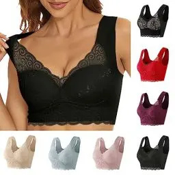 Produktbild: BH Damen Ohne Bügel Push Up Damen-BHS Spitzen Sexy Bralette Dirndl Unterwäsche Bra Große Brüste Starker Halt Bustier Comfit BH Minimizer BHS Baumwolle Deals of The Day Schwarz XL