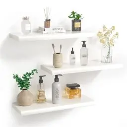 Produktbild: BHFOW Weiße schwebende Regale für die Wand, unsichtbares Wandregal, 3er-Set, weiße Regale für Badezimmer, Schlafzimmer, Wohnzimmer und Küche, Dekoration, Aufbewahrung und Präsentation.