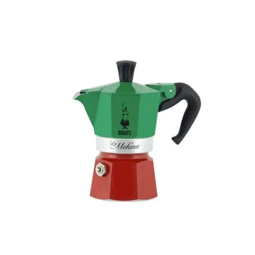 Produktbild: Bialetti Espressokocher Grün Rot Weiß 1/2 Tasse halbe Tasse