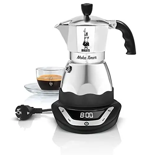 Produktbild: Bialetti Moka Timer, Elektrische Kaffeemaschine mit eingebautem Timer, 3 Tassen, 365 W, Schwarz