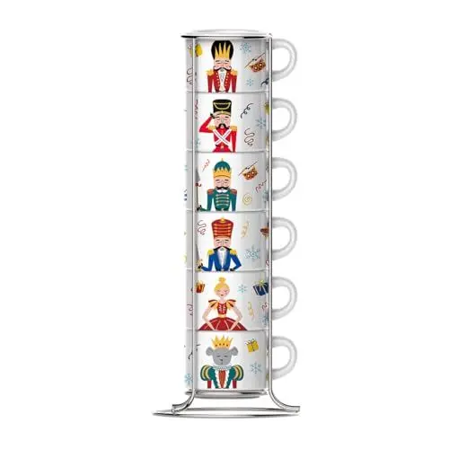 Produktbild: Bialetti Nussknacker, Set mit 6 stapelbaren Tassen, Porzellan