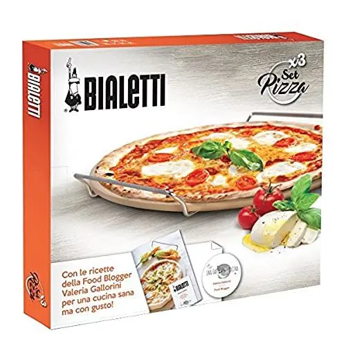 Produktbild: Bialetti Pizzastein, Pizzaschaufel und-Schneider, 18/10 Stahl, Silber, 50 x 40 x 5 cm