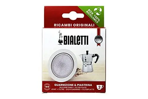 Produktbild: Bialetti Ricambi, Includes 1 Gasket and 1 Plate, Compatible with Moka Express 2 Cups and Moka Induction