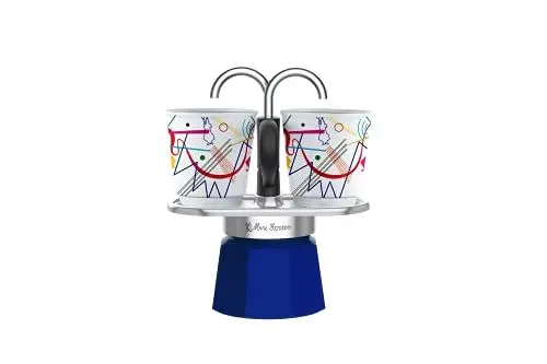 Produktbild: Bialetti - Mini Express Kandinsky Mokka-Set mit 2 Tassen (80 ml), Hellblau, Aluminium