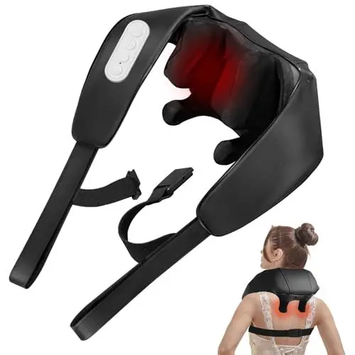 Produktbild: BIBIRE Nackenmassagegerät mit Wärmefunktion, Shiatsu Massagegerät 4D-Massage von tiefem Gewebe, für Schulter, Bein, Körper Muskel Schmerzlinderung, Haus, Büro und Auto verwenden