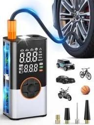 Produktbild: BIBURY 8000mAh Elektrische Luftpumpe Fahrrad Luftpumpe Elektrisch 150 PSI mit 5 Modi Akku Luftpumpe Luftkompressor Tragbare Fahrradpumpe mit LED-Taschenlampe, Powerbank für Auto Moto Fahrrad Bälle