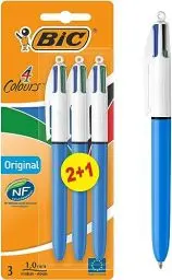 Produktbild: BIC 4 Farben Kugelschreiber Set 4 Colours Original, 3er Pack, Ideal für das Büro, das Home Office oder die Schule