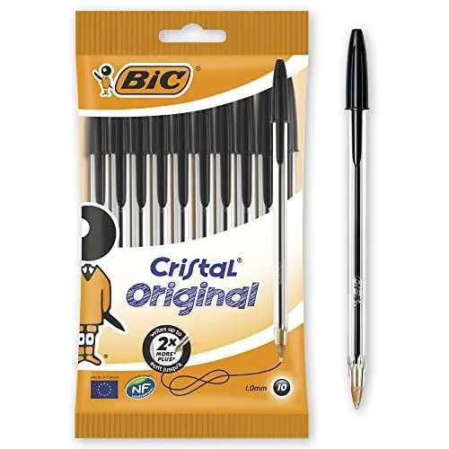 Produktbild: BIC Kugelschreiber Set Cristal Original, in Schwarz, Strichstärke 0,4 mm, 10er Pack, Ideal für das Büro, das Home Office oder die Schule