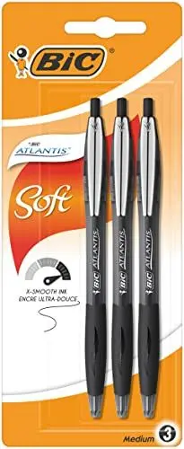 Produktbild: BIC Atlantis Premium Kugelschreiber, mittlere Spitze (1,0 mm), 3 Stück, schwarze Tinte