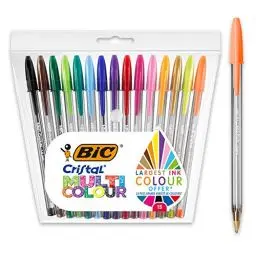 Produktbild: BIC Cristal Multicolour Kugelschreiber mit breiter Spitze - mehrfarbig, 15er Pack
