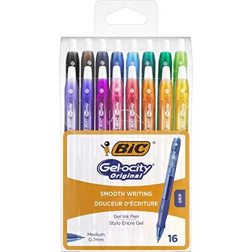 Produktbild: BIC Gel-ocity Original Druckgelstifte mit Mittlerer Spitze - mehrfarbig, 16er Kunststoffbox