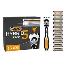 Produktbild: BIC Hybrid 5 Flex Rasierer Herren, Nassrasierer mit 10 Wechselklingen mit je 5 Klingen, mit Aloe Vera & Vitamin E, mit Präzisionstrimmer