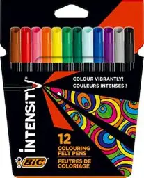 Produktbild: BIC Intensity Filzstifte, zum Malen für Erwachsene und Kinder, in 12 auswaschbaren Farben, mit stabiler Spitze, im Karton Etui