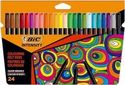 Produktbild: BIC Intensity Filzstifte, zum Malen für Erwachsene und Kinder, in 24 auswaschbaren Farben, mit stabiler Spitze, im Karton Etui