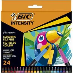 Produktbild: BIC Intensity Premium Filzstifte, zum Malen für Erwachsene und Kinder, in 24 Farben, mit komfortablem Kautschukgriff und stabiler Spitze