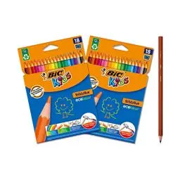 Produktbild: BIC Kids Buntstifte Evolution Ecolutions, zum Malen in 18 Farben, 2er Pack, im Karton Etui, ab 5 Jahre, Bruchsichere Mine & ohne Holz