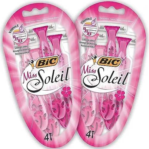 Produktbild: BIC Miss Soleil Einwegrasierer Damen, 2 x 4er Pack Einwegrasierer mit je 3 Klingen, mit Vitamin E für eine sanfte Rasur