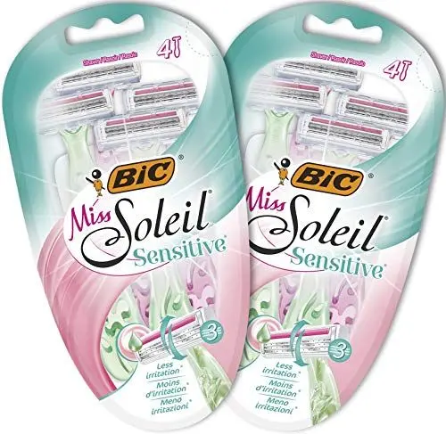 Produktbild: BIC Miss Soleil Sensitive, Einwegrasierer Damen, 8 Nassrasierer mit je 3 Klingen, mit Aloe Vera & Vitamin E für eine sanfte Rasur