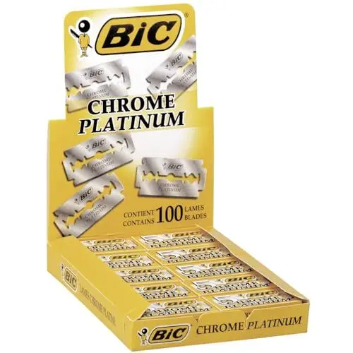 Produktbild: BIC Rasierklingen, 100 Stück, Chrome Platinum, für jeden Rasierhobel, Doppelkanten-Klingen, rostfrei