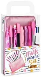 Produktbild: BIC Stifte Set: 2 Kugelschreiber, 1 Federmäppchen, 1 Fineliner, 2 Bleistifte, 1 Tintenroller & 3 Permanent Marker, Pink & Purple Set