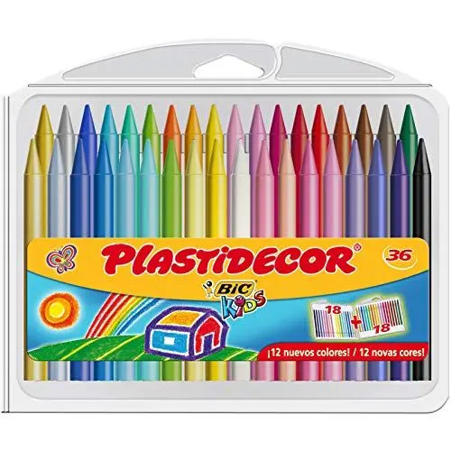 Produktbild: Bic Plastidecor farbig Wachsmalstifte, Klassisch, 36 Stück (1er Pack)
