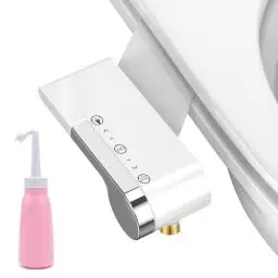 Produktbild: Bidet für Toilette, YEAUPE PRO Nicht Elektrisch Bidet Toilettenaufsatz mit Einziehbare selbstreinigende Doppeldüsen, Einstellbarer Druckschalter für Kaltes Wasser (Bidet Einsatz Für Toilette,Silber)