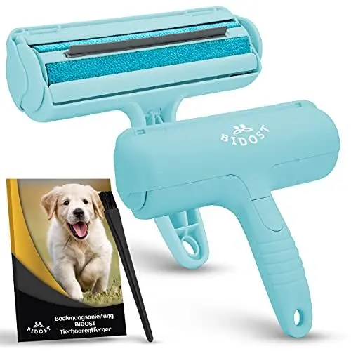 Produktbild: BIDOST Tierhaarentferner & Wiederverwendbare Fusselrolle für Tierhaare - Perfekt zum Entfernen von Katzen- & Hundehaaren - Wunderbürste für Teppich, Sofa, Kratzbaum und Bett - blau