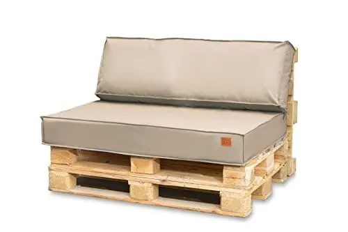 Produktbild: Bielik Palettenkissen 120x80 Set für Palettenmöbel | Wasserdicht Europaletten Sitzkissen Made in EU | Palettensofa komplett besteht aus 2 Teilen (Sitz 120x80+1 Kissen 120x40, Hellbeige)