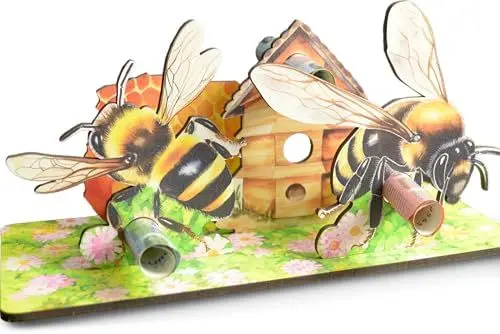 Produktbild: Biene - Bienen 3D-Holzkarte | Geldgeschenke, Honigbiene, Blume, Garten, Imker, Beschäftigt Biene, Bienenkönigin Karte, Gartenarbeit Karte, Honigtopf