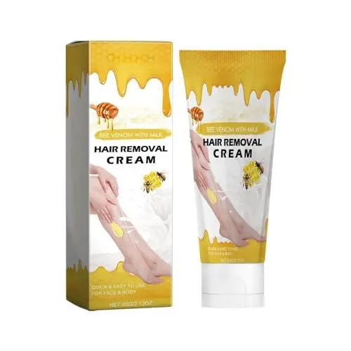 Produktbild: Bienengift Sensitive Haarentfernungscreme – 60g Milch Feuchtigkeitsspendend Schnelle & effektive Haarentfernung für seidig-glatte Haut – Anwendungszeit 5-10 Minuten (60g)