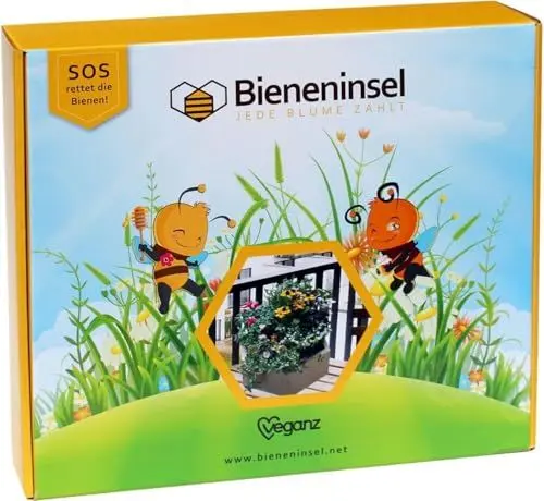 Produktbild: Bieneninsel - Wertiger Pflanzkasten (Stecksystem) aus FSC-zertifiziertem Holz, mit torffreier Kokosblumenerde und speziell auf Bienen abgestimmte Futterpflanzensamen